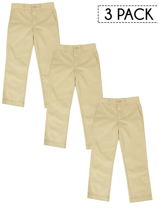 3 Pack Boy's Stretch Slim Fit School Uniform Chino Pants